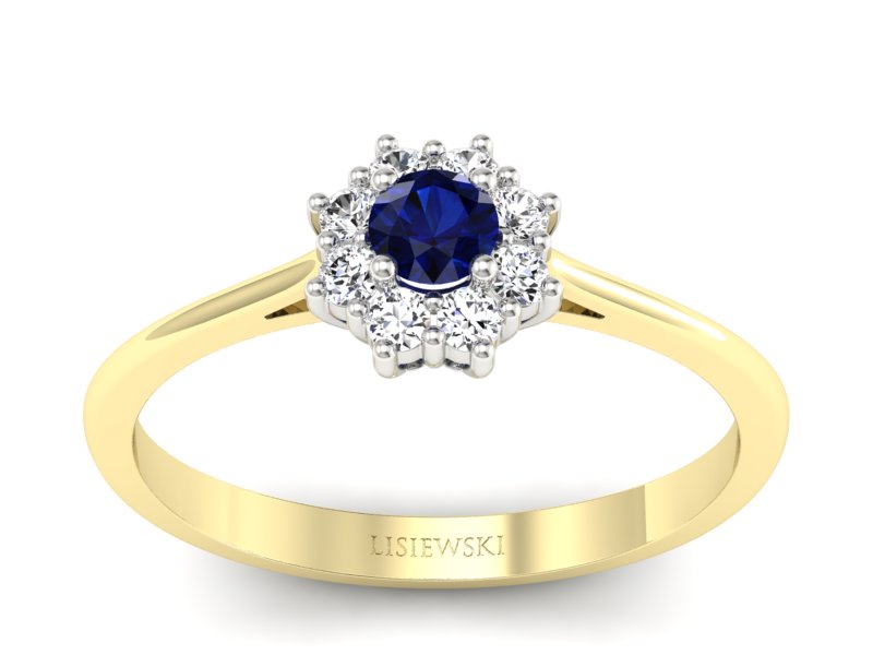 Pierścionek z szafirami i diamentami - p16238zbsz - 1