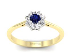 Pierścionek z szafirami i diamentami złoto 585 - p16238zbsz