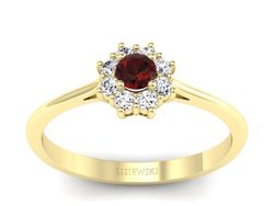 Złoty Pierścionek z granatem żółte złoto 585 - p16238zgr