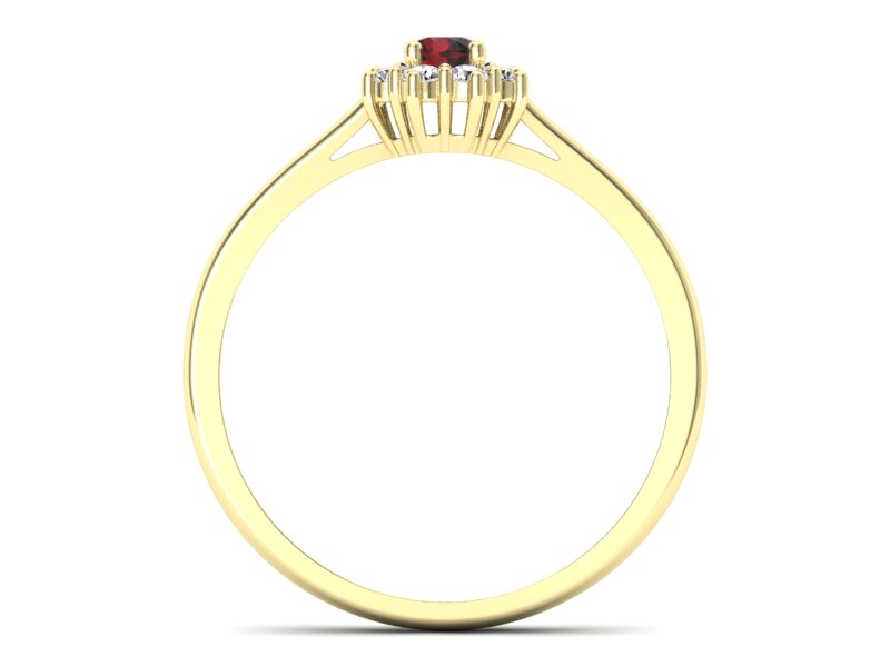 Złoty pierścionek z granatem żółte złoto - p16238zgr - 2