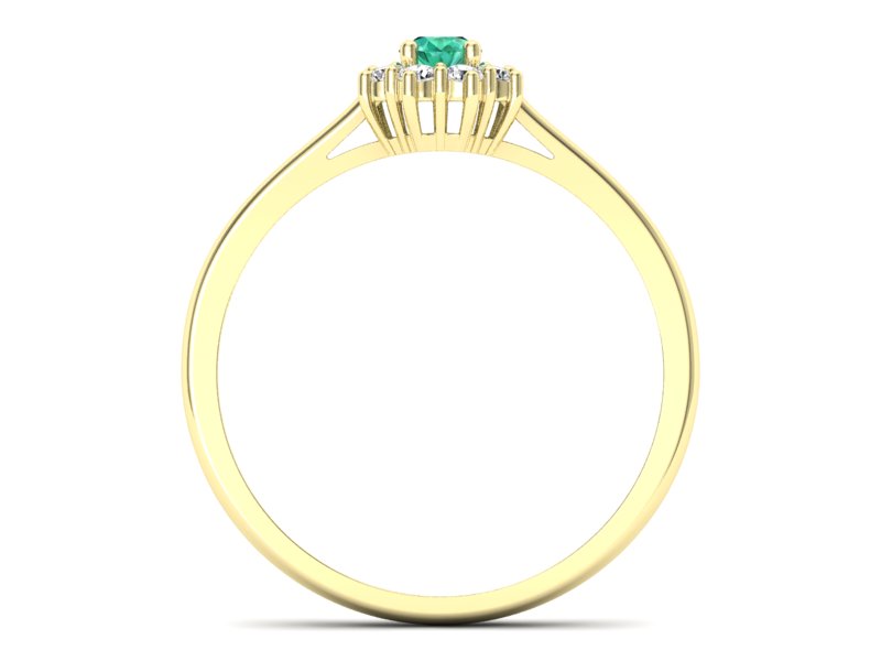 Złoty pierścionek ze szmaragdem i diamentami - p16238zsm - 2