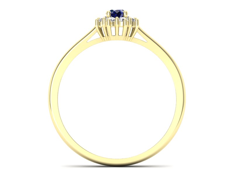 Złoty pierścionek z szafirem i diamentami - p16238zsz - 2