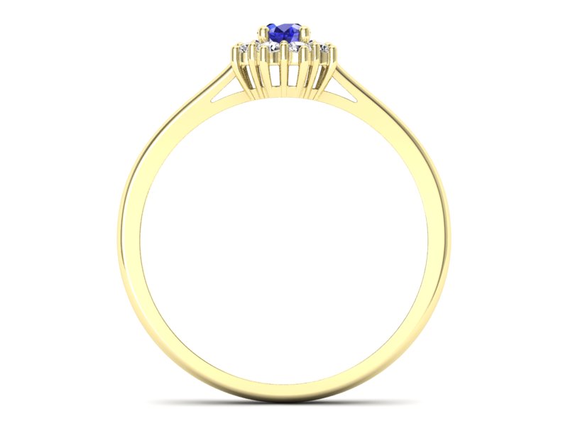 Złoty pierścionek z szafirem i diamentami - p16238zszc - 2