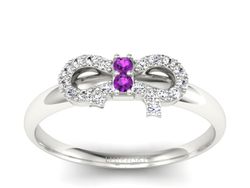 Złoty pierścionek z ametystami i brylantami - p16241bat