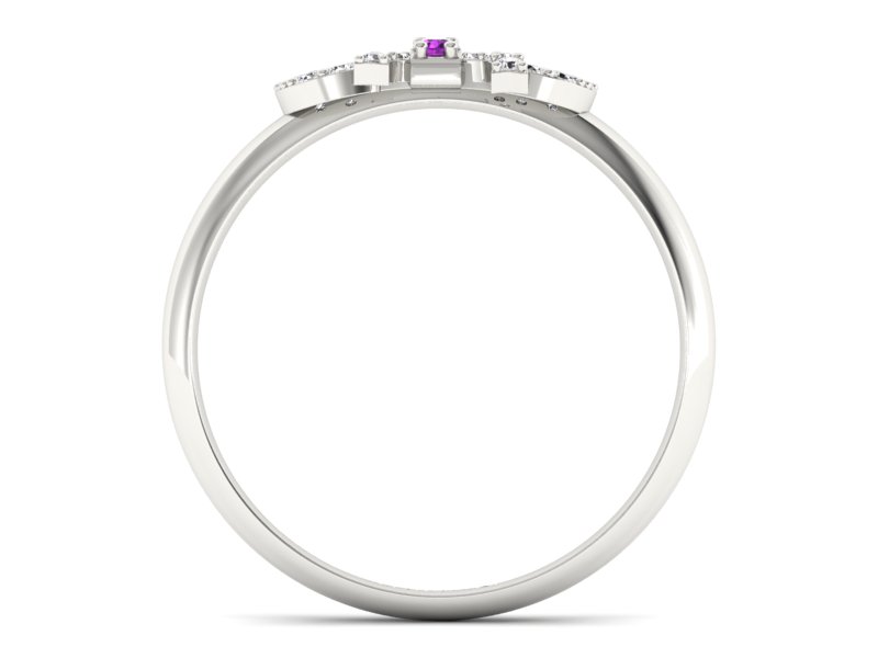 Złoty pierścionek z ametystami i brylantami - p16241bat - 2