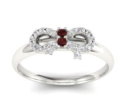 Złoty pierścionek z granatami i brylantami - p16241bgr