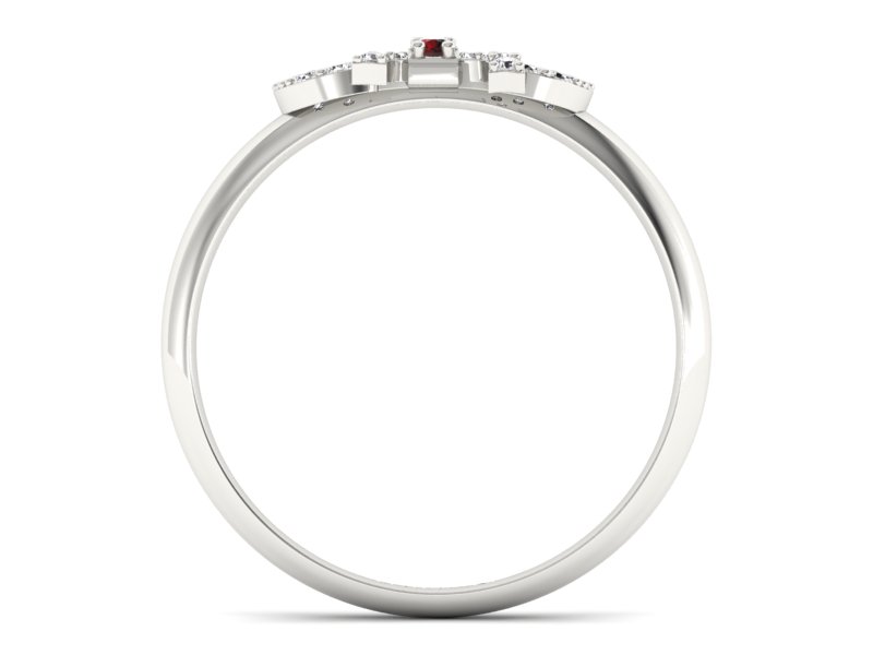 Złoty pierścionek z granatami i brylantami - p16241bgr - 2