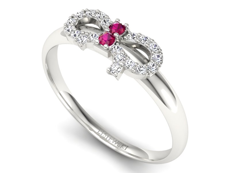 Złoty pierścionek z rubinami i brylantami - p16241br - 3