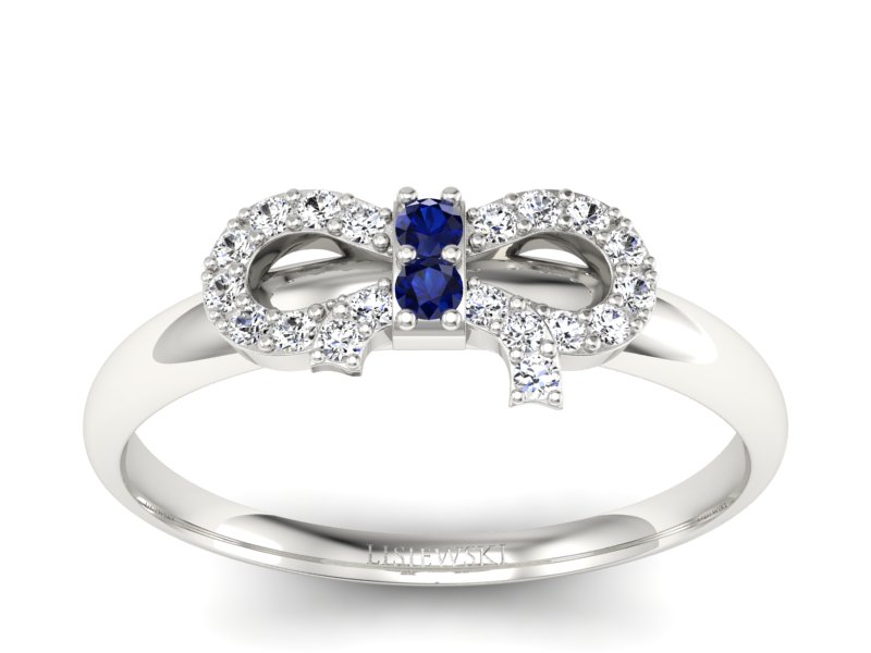 Pierścionek białe złoto z szafirami i brylantami - p16241bsz - 1
