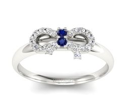Pierścionek białe złoto z szafirami i brylantami - p16241bsz