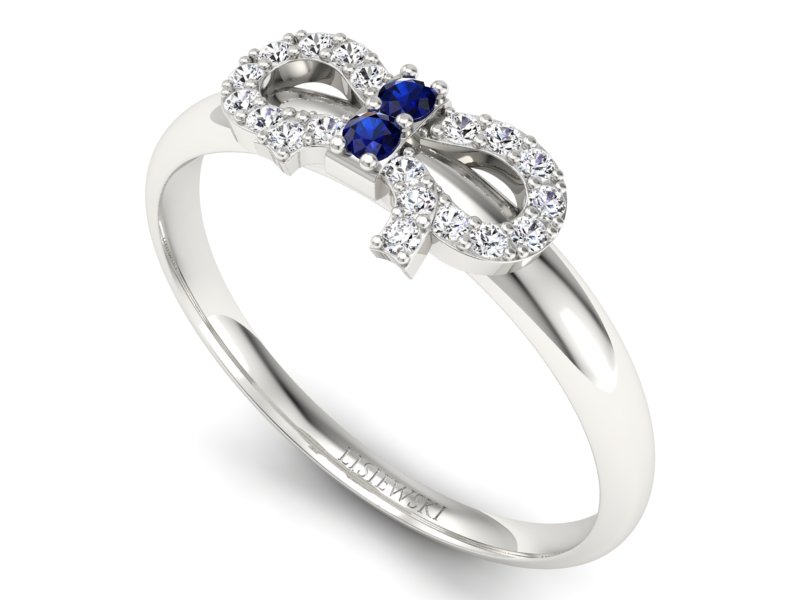 Pierścionek białe złoto z szafirami i brylantami - p16241bsz - 3