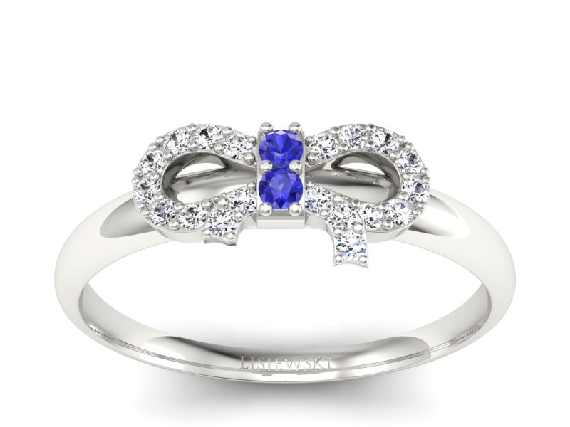 Pierścionek z szafirami i brylantami - p16241bszc - 1
