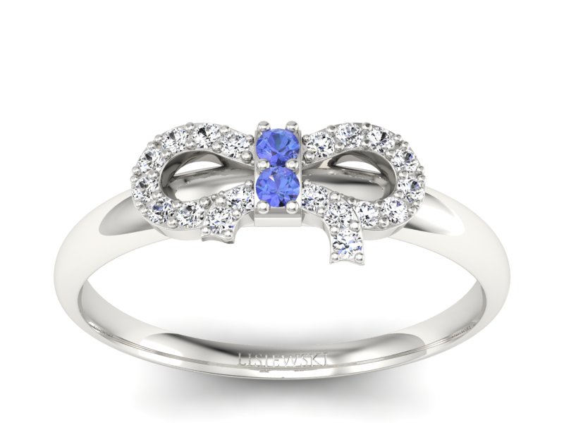 Złoty pierścionek z tanzanitami i brylantami - p16241bt - 1