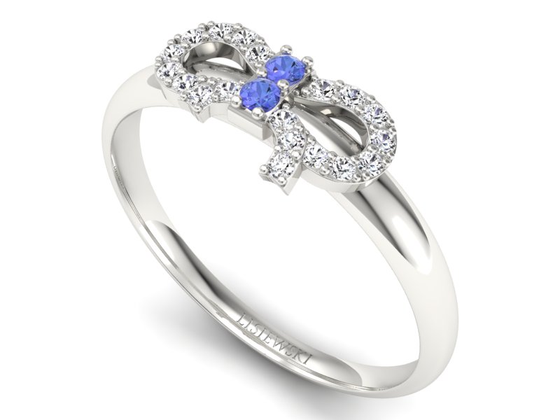 Złoty pierścionek z tanzanitami i brylantami - p16241bt - 3