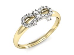 Pierścionek z diamentami żółte i białe złoto 585 - p16241zb
