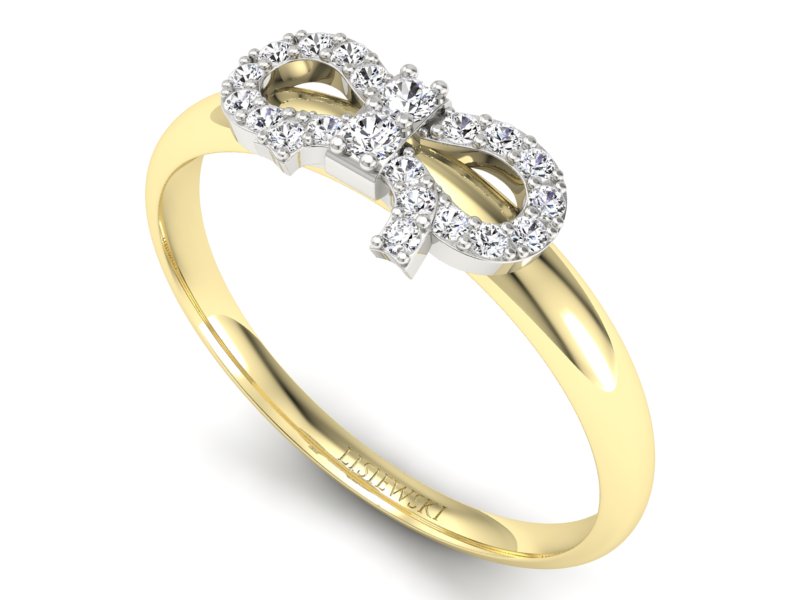 Pierścionek z diamentami żółte i białe złoto - p16241zb - 3