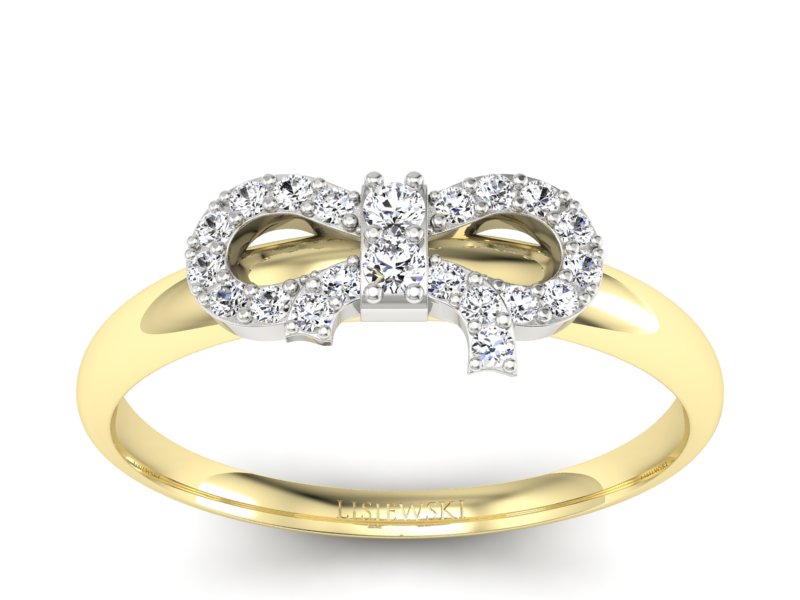 Pierścionek z diamentami żółte i białe złoto - p16241zb - 1