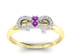 Złoty pierścionek ametysty i brylanty złoto - p16241zbat