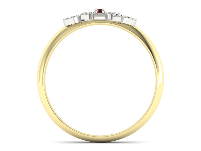 Złoty pierścionek z granatem i diamentami - p16241zbgr - 2