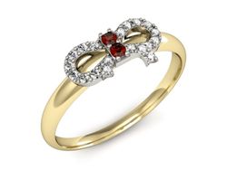 Złoty Pierścionek z granatem i diamentami - p16241zbgr