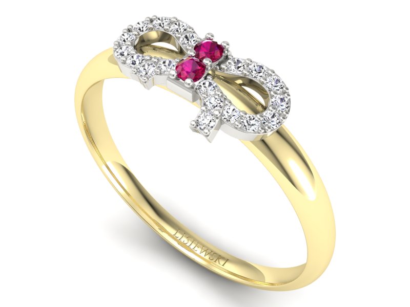 Pierścionek z rubinami i diamentami - p16241zbr - 3