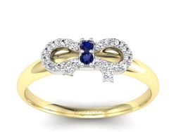 Złoty pierścionek z szafirami i brylantami - p16241zbsz