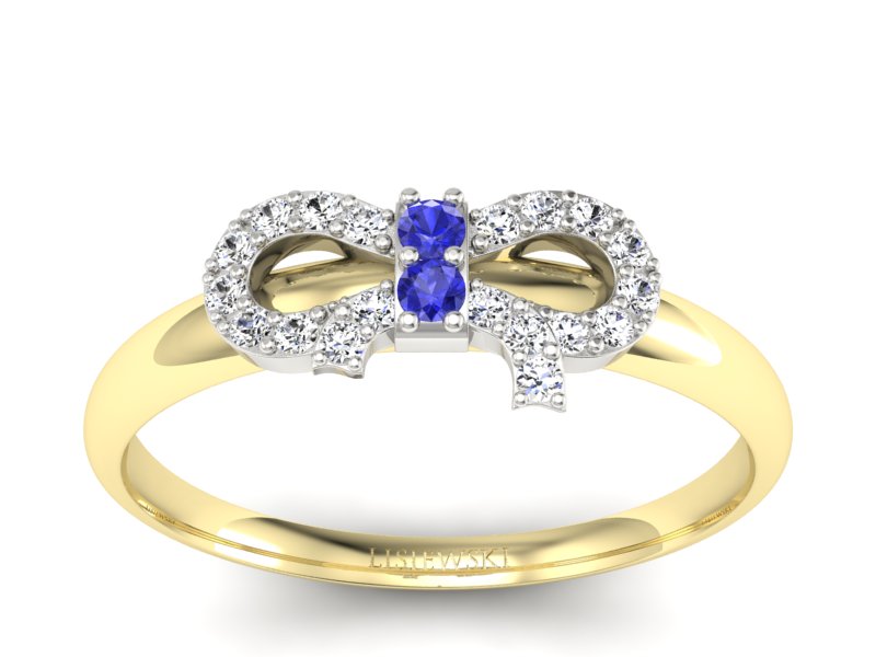 Pierścionek z szafirami i brylantami - p16241zbszc - 1
