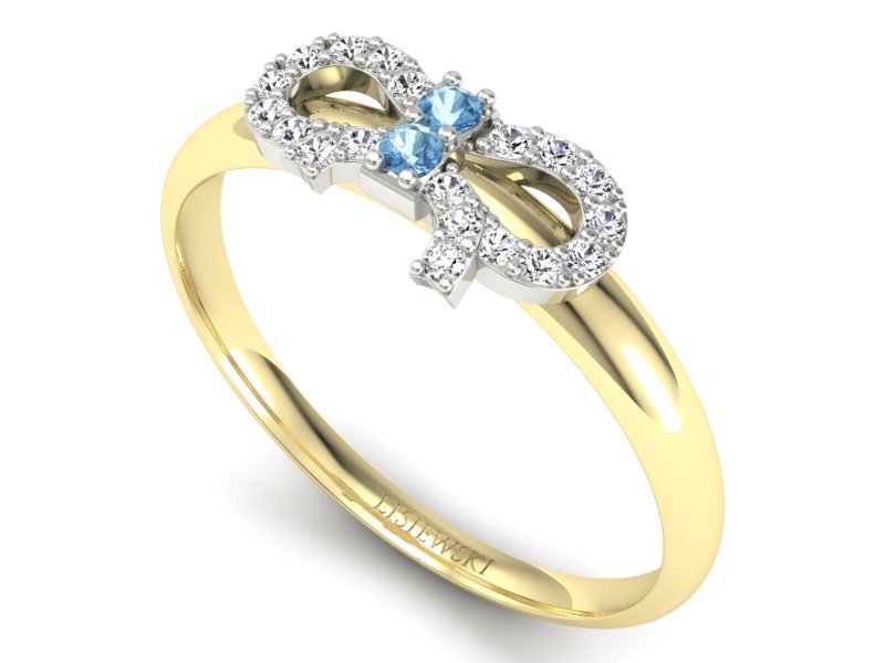 Pierścionek topazy i diamenty żółte białe złoto - p16241zbtp - 3
