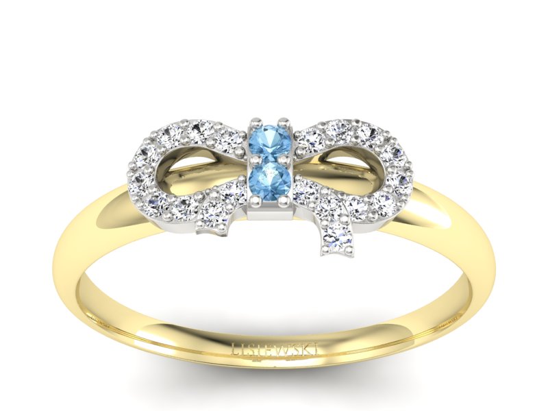 Pierścionek topazy i diamenty żółte białe złoto - p16241zbtp - 1