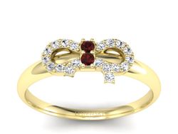 Pierścionek z granatami i brylantami żółte złoto - p16241zgr