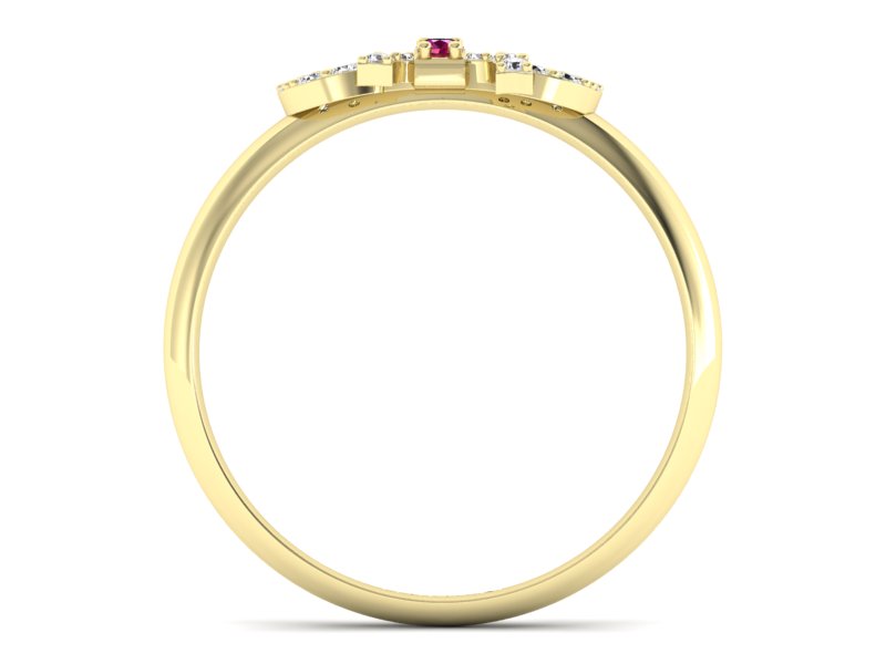 Pierścionek z rubinami i brylantami żółte złoto - p16241zr - 2