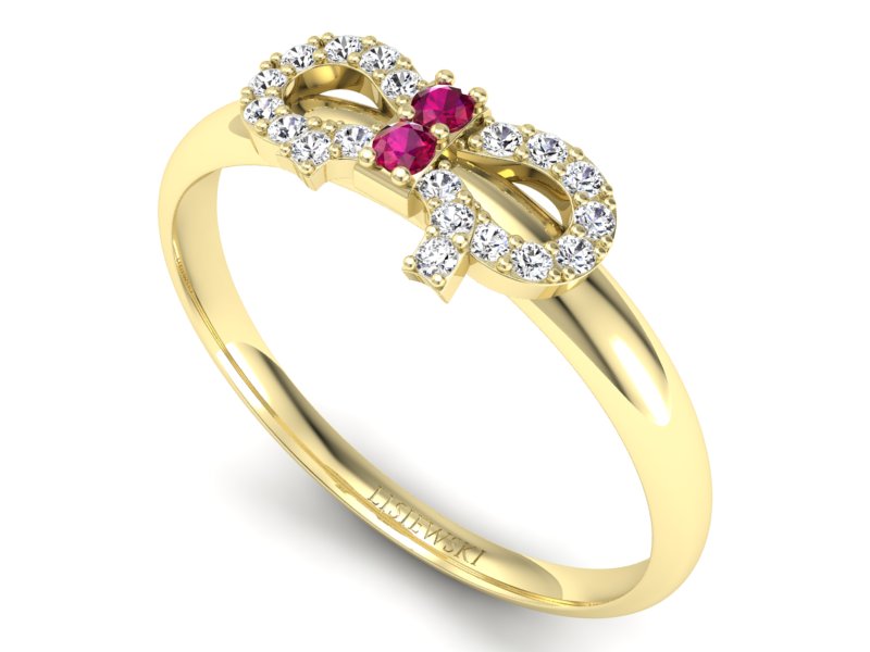Pierścionek z rubinami i brylantami żółte złoto - p16241zr - 3