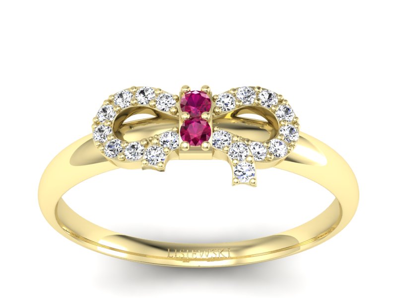Pierścionek z rubinami i brylantami żółte złoto - p16241zr - 1