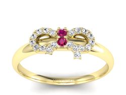 Pierścionek z rubinami i brylantami żółte złoto - p16241zr
