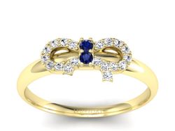 Złoty pierścionek z szafirem i brylantami - p16241zsz