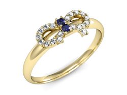 Pierścionek szafirami i diamentami żółte złoto - p16241zszc