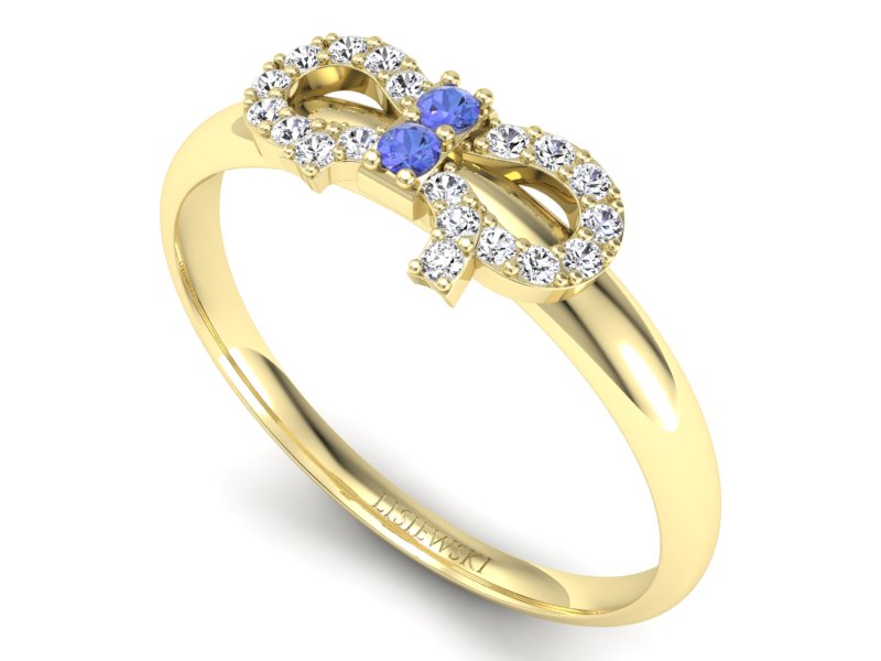 Złoty pierścionek z tanzanitami i brylantami - p16241zt - 3