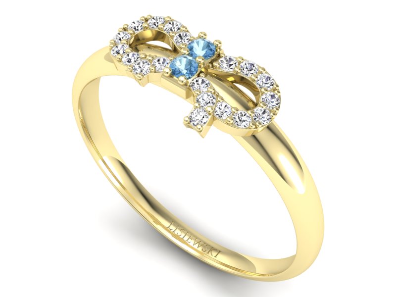 Pierścionek żółte złoto z topazami i brylantami - p16241ztp - 3