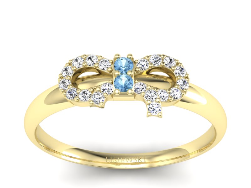 Pierścionek żółte złoto z topazami i brylantami - p16241ztp - 1