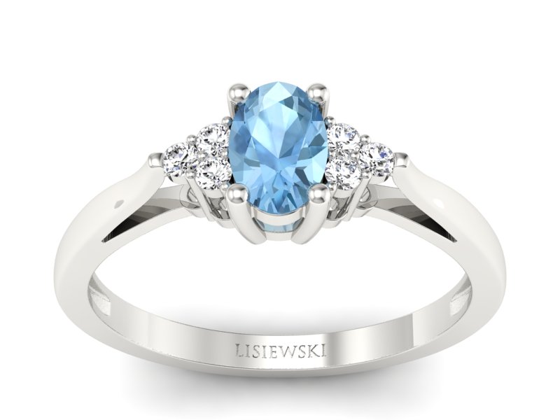 Pierścionek z topazem i brylantami białe złoto - p16248ba - 1