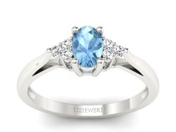 Pierścionek z topazem i brylantami białe złoto - p16248ba