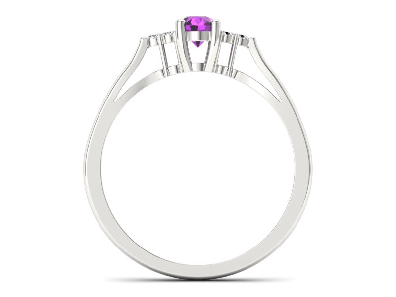 Złoty pierścionek z ametystem i brylantami - p16248bat - 2