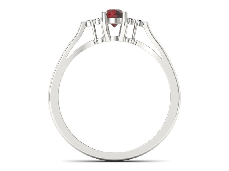 Pierścionek z granatem i brylantami białe złoto - p16248bgr - 2