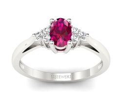 Pierścionek z rubinem i brylantami białe złoto - p16248br