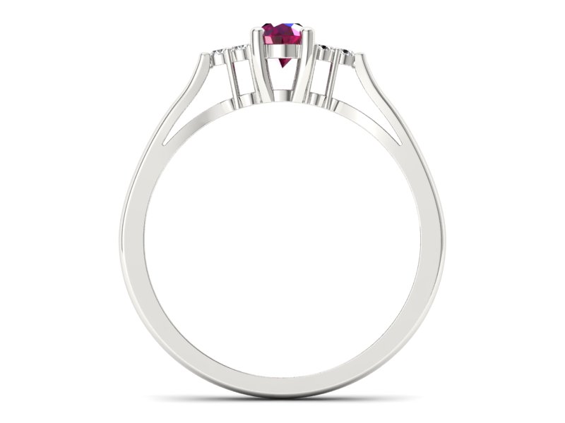 Pierścionek z rubinem i brylantami białe złoto - p16248br - 2