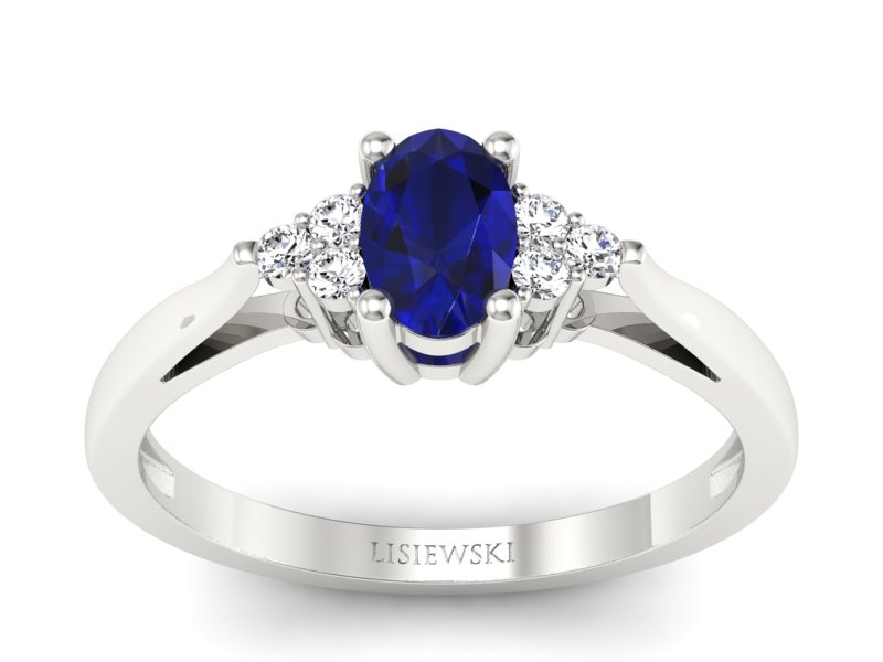 Pierścionek ze spinelem i brylantami białe złoto - p16248bsp - 1