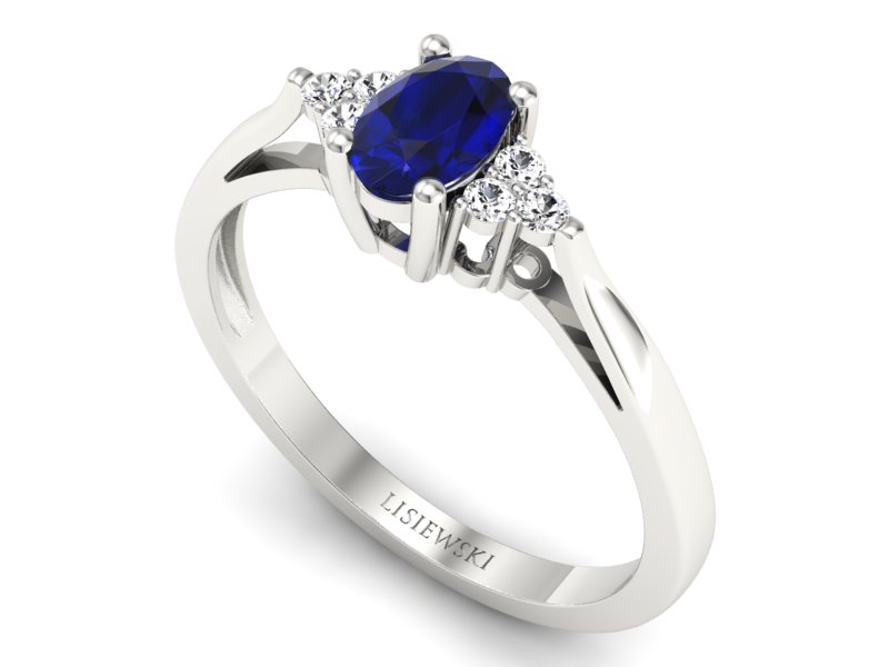 Pierścionek ze spinelem i brylantami białe złoto - p16248bsp - 3