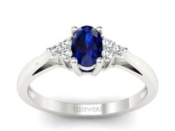 Pierścionek z szafirem i brylantami białe złoto - p16248bsz