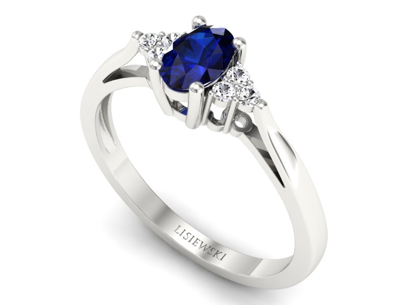 Pierścionek z szafirem i brylantami białe złoto - p16248bsz - 3