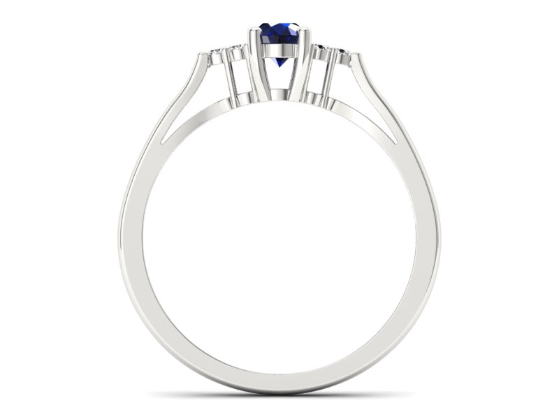 Pierścionek z szafirem i brylantami białe złoto - p16248bsz - 2